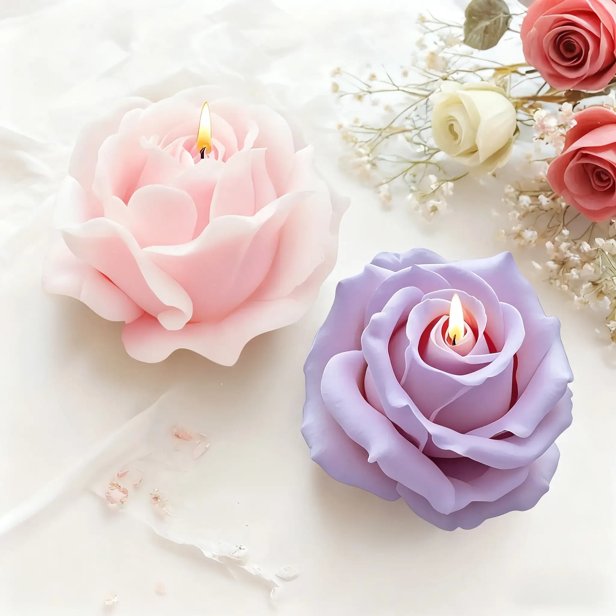2-Piece Romantic 3D Rose Silic - Candle Supplies In Bulk review and price