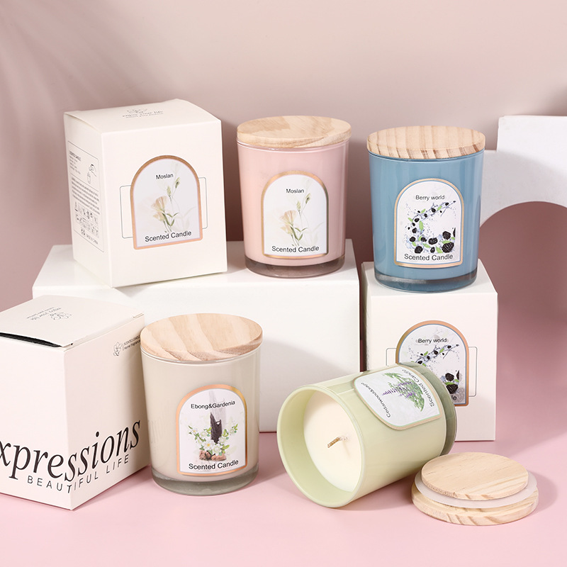 Wood cover colored glass scent - Candle Souvenir review and price