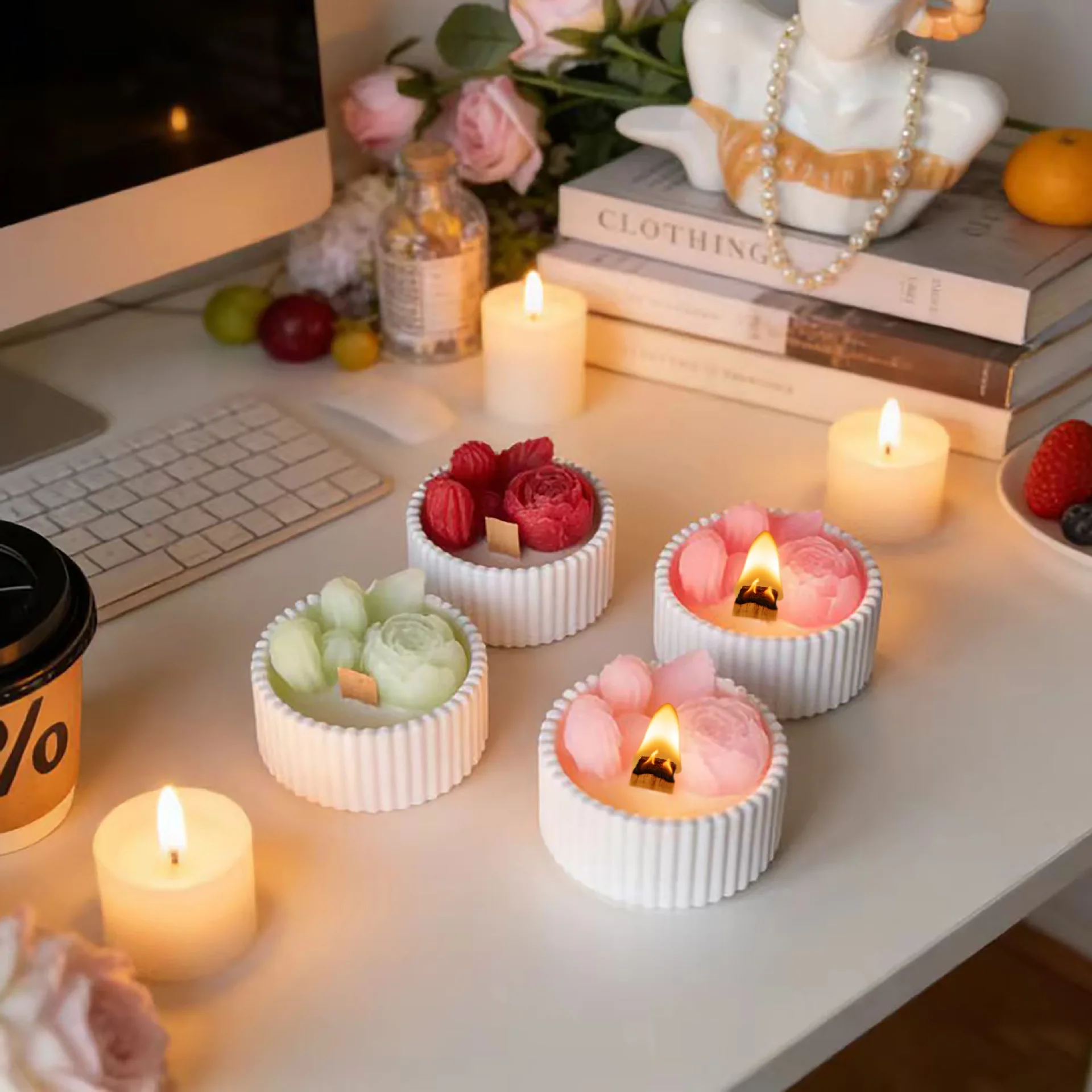 2pcs Floral Rose Cup Scented C - Candle Souvenir review and price